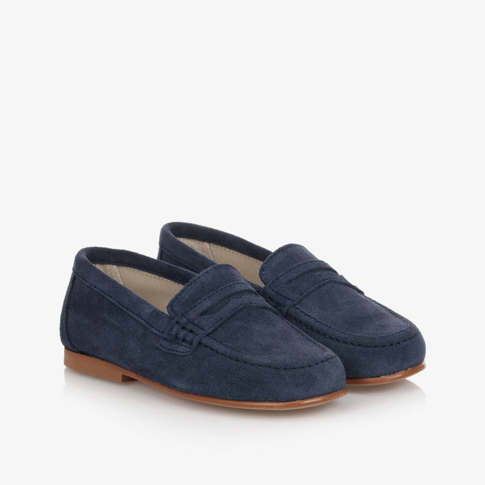 Children's Classics-Boys Blue Suede Loafer Shoes | Childrensalon Outlet