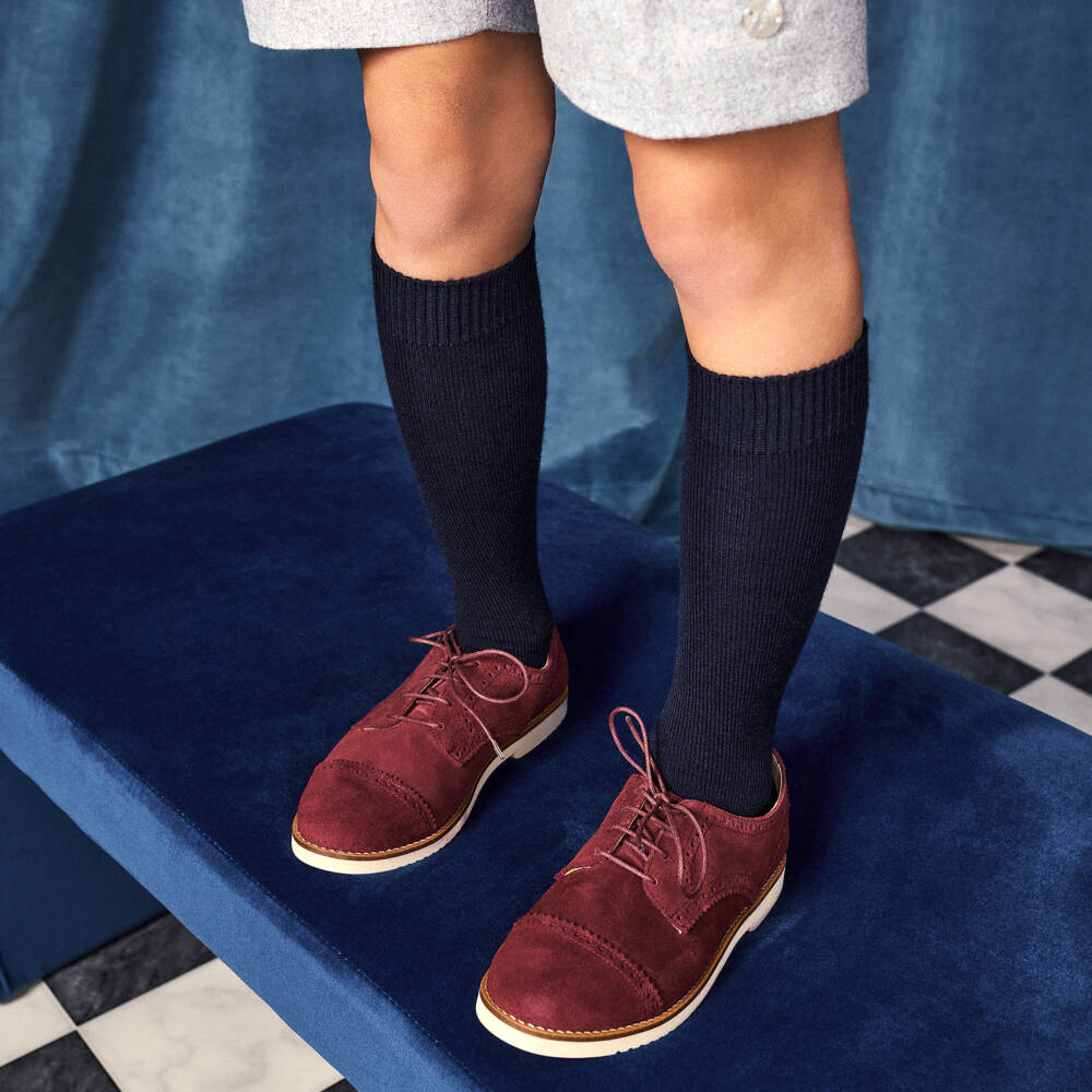 Children's Classics-Boys Burgundy Suede Brogue Shoes | Childrensalon Outlet