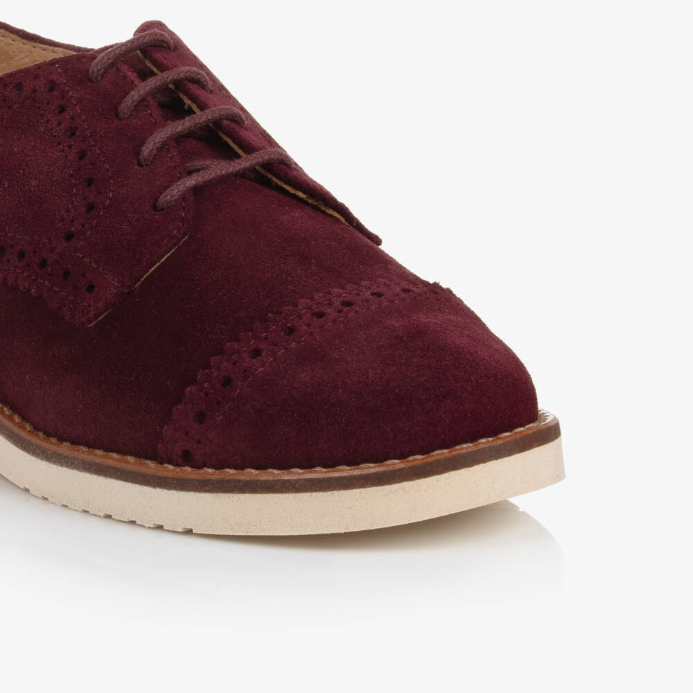 Children's Classics-Boys Burgundy Suede Brogue Shoes | Childrensalon Outlet