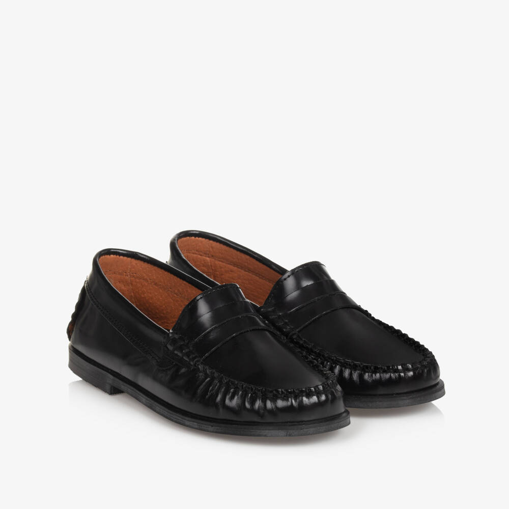 Children's Classics-Boys Classic Ebony Leather Slip-Ons | Childrensalon Outlet