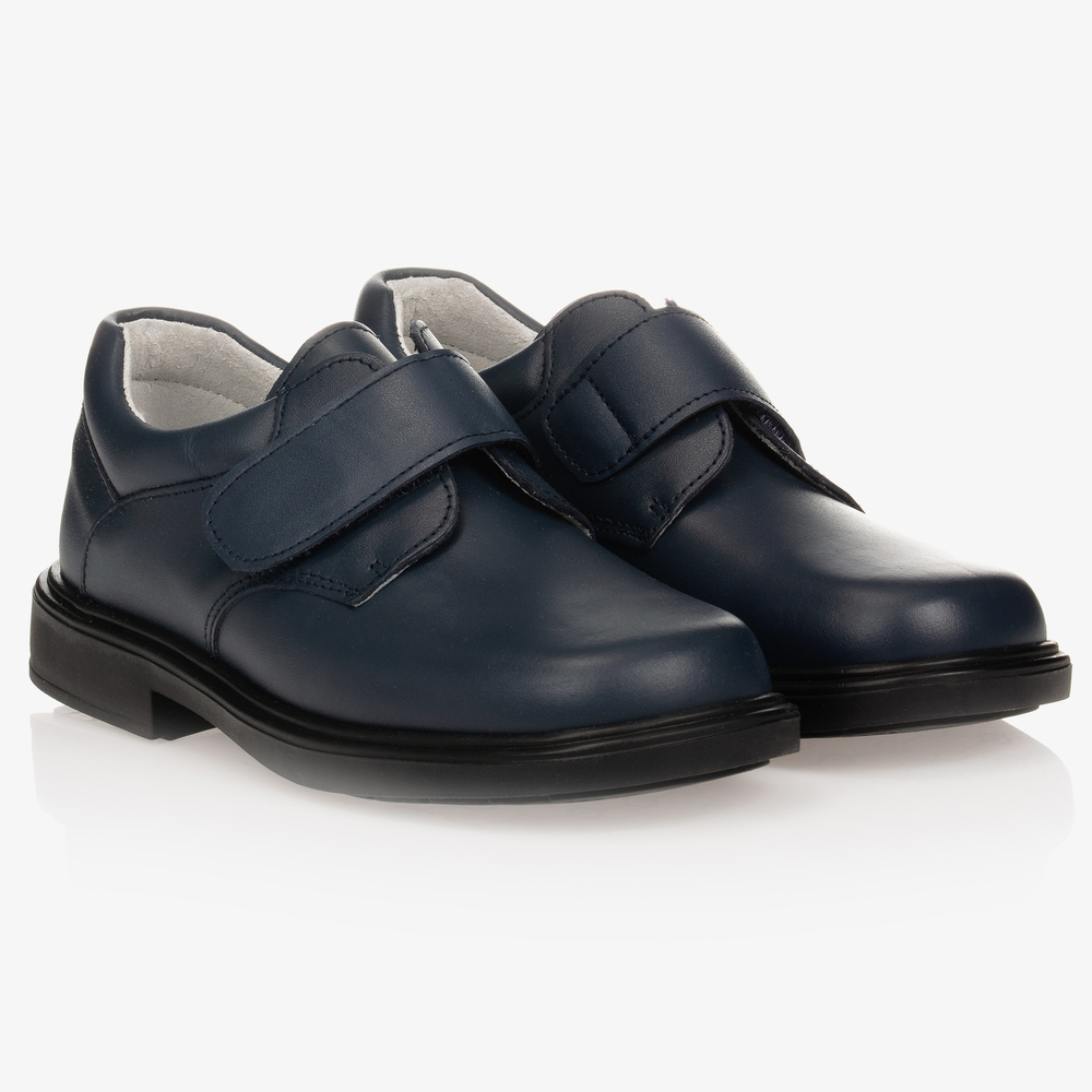 Children's Classics - Chaussure Garçon En Cuir Bleu Marine À Velcro | Childrensalon