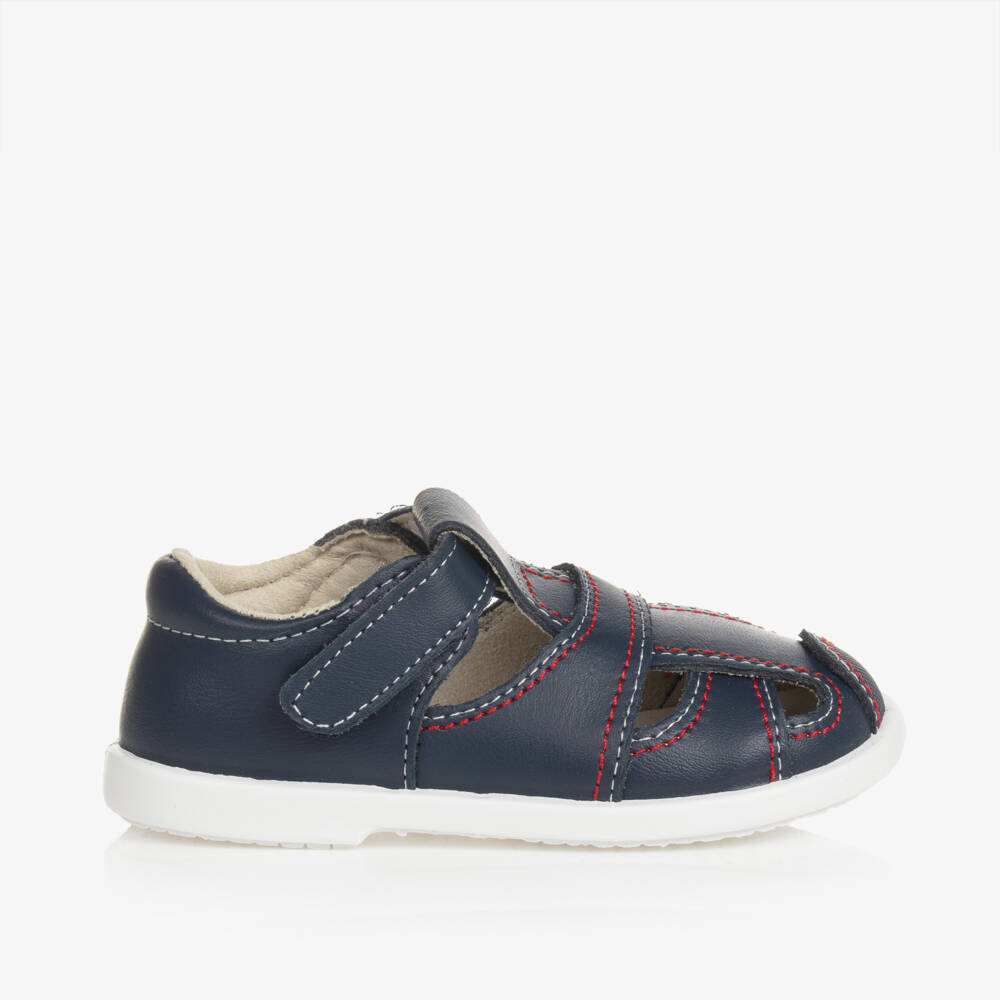 Children's Classics-Boys Navy Leather Footwear | Childrensalon Outlet