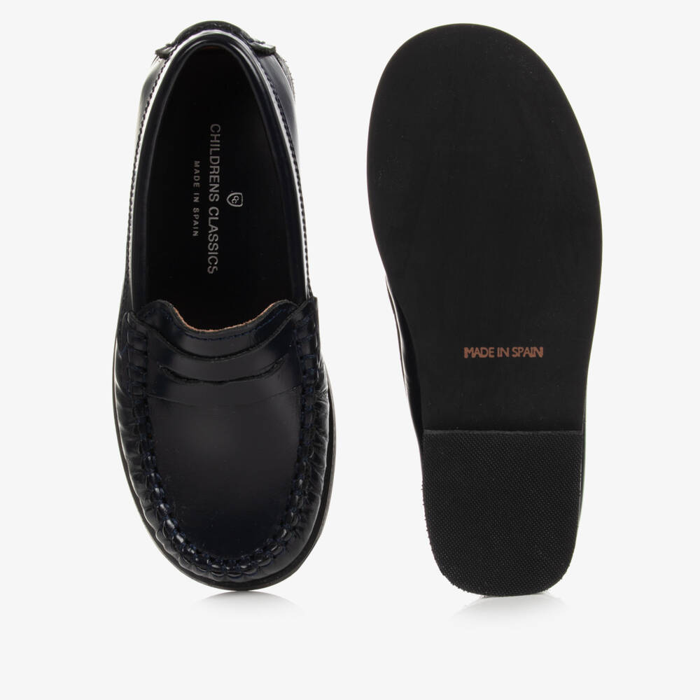 تشيلدرن كلاسيكس-حذاء لوفر جلدي أزرق داكن للأولاد | Childrensalon Outlet