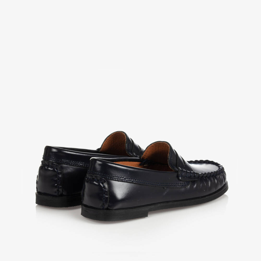 تشيلدرن كلاسيكس-حذاء لوفر جلدي أزرق داكن للأولاد | Childrensalon Outlet