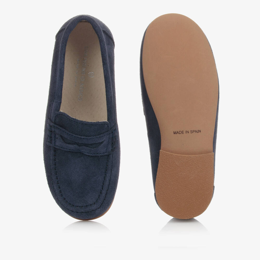 Children's Classics-Boys Navy Suede Slip-On Loafers | Childrensalon Outlet