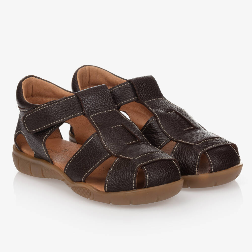 Children's Classics-Boys Soft Brown Leather Sandals | Childrensalon Outlet