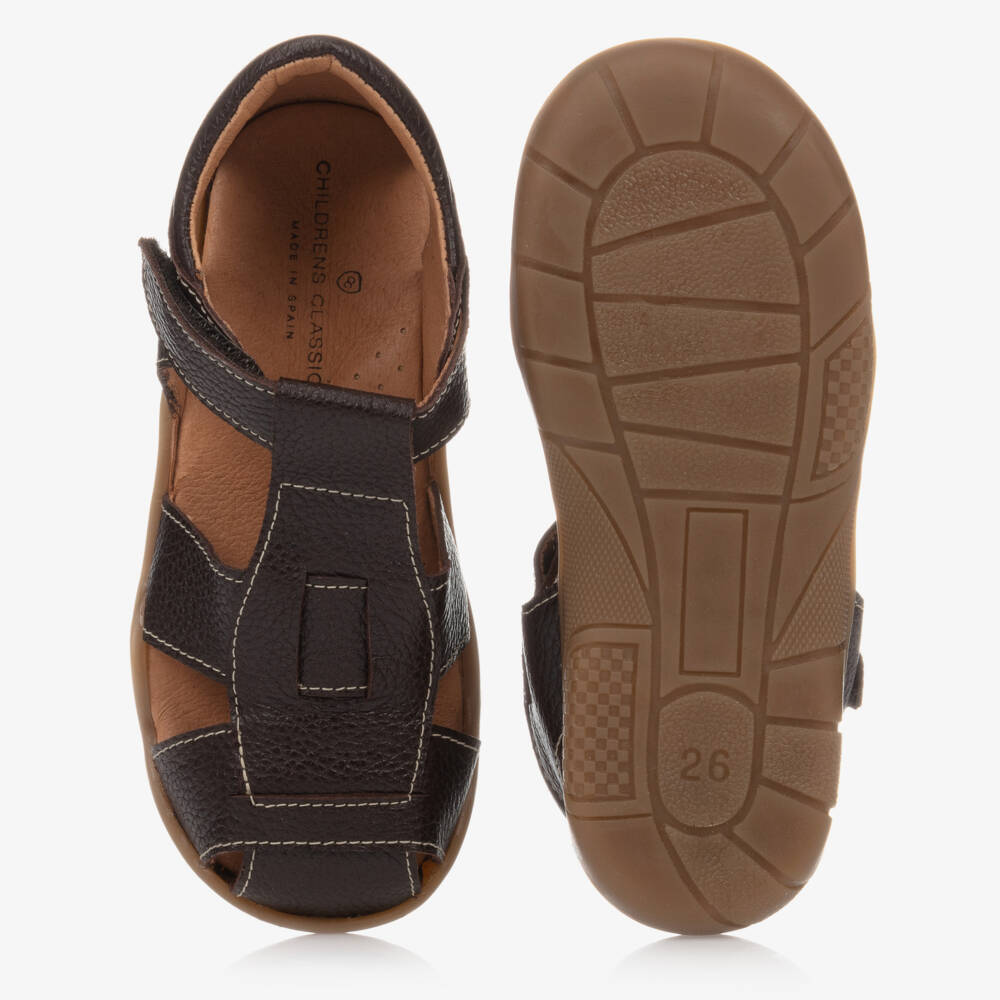 Children's Classics-Boys Soft Brown Leather Sandals | Childrensalon Outlet