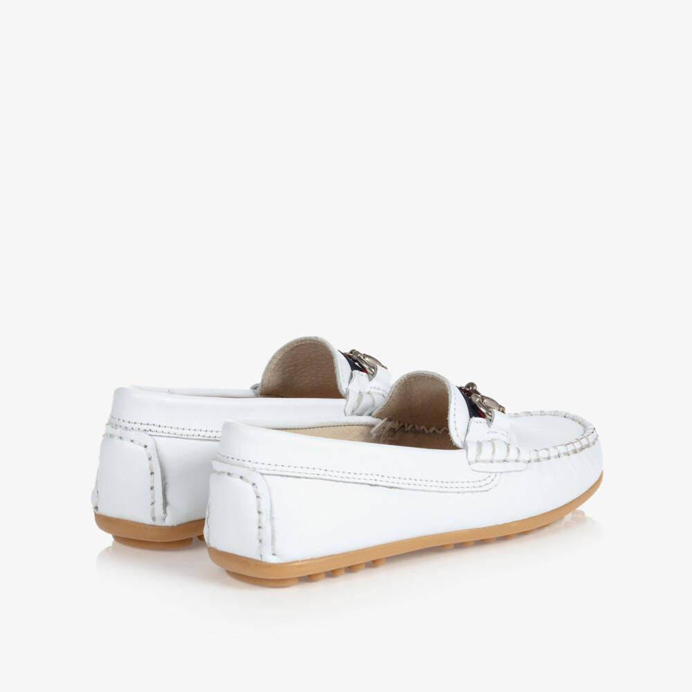 Children's Classics-Boys White Leather Moccasins | Childrensalon Outlet