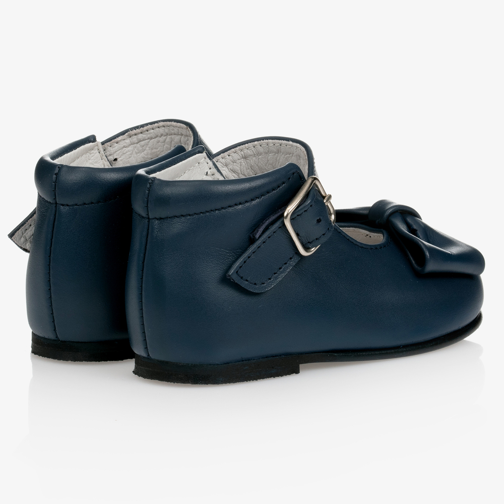Children's Classics-Girls Blue Leather Bow Shoes | Childrensalon Outlet