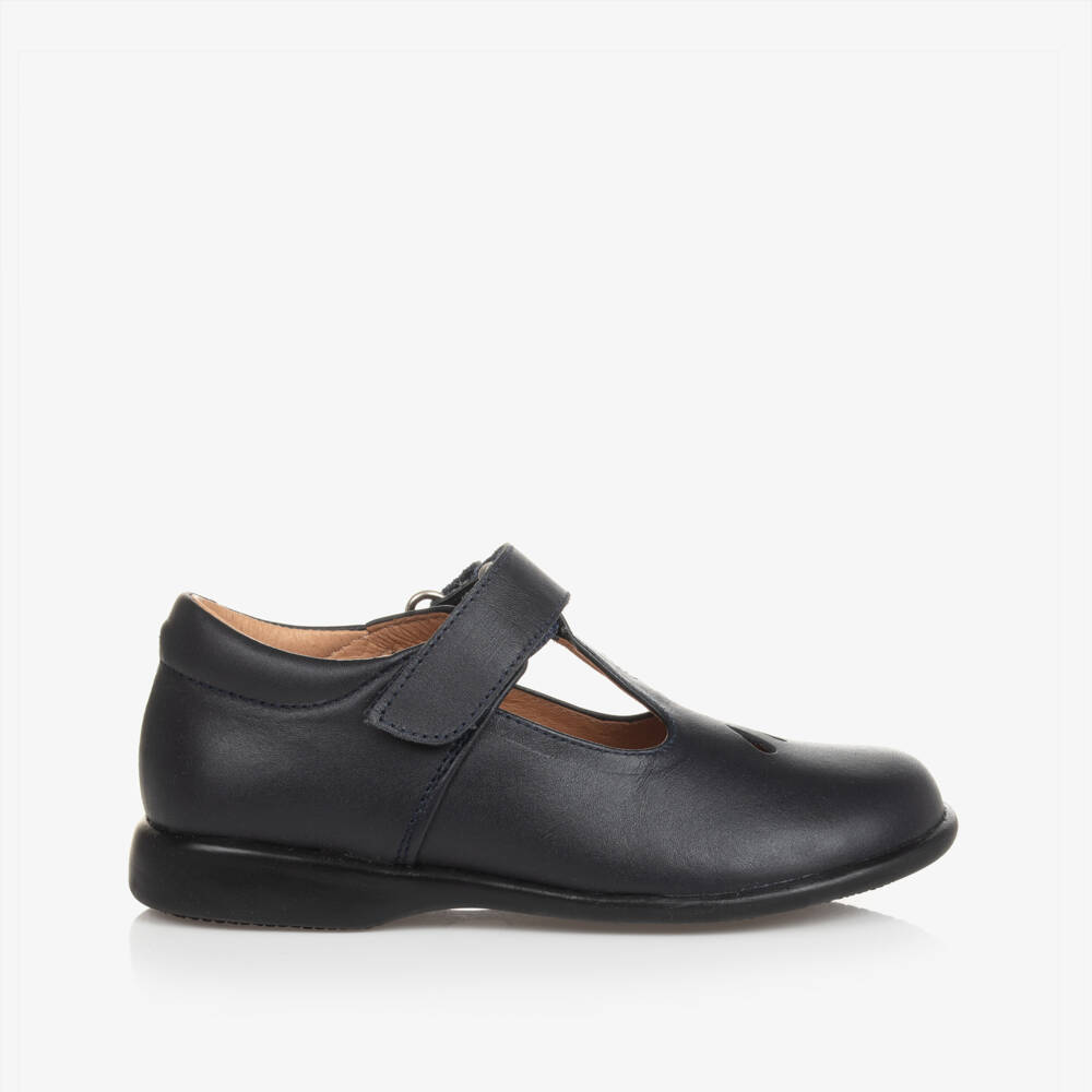 Children's Classics-Girls Blue Leather T-Bar Shoes | Childrensalon Outlet