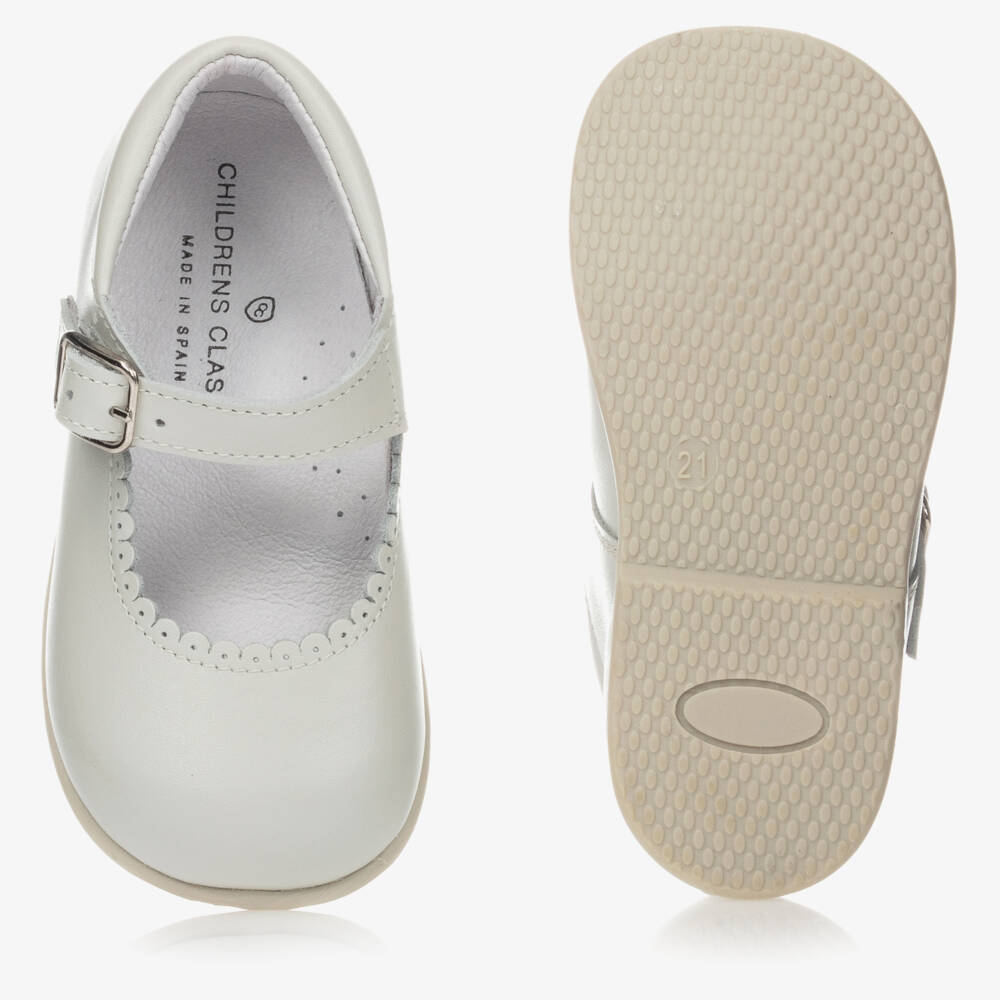 Children's Classics-Girls Cream Leather Mary Janes | Childrensalon Outlet
