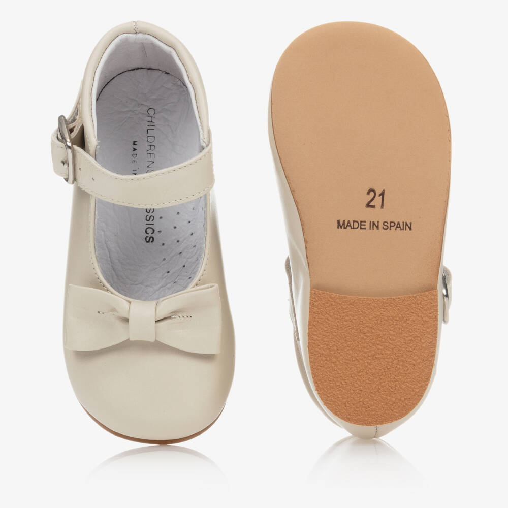 Children's Classics-Girls Elegant Ivory Leather Shoes | Childrensalon Outlet