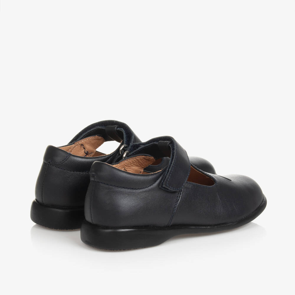 Children's Classics-Girls Navy Leather T-Bar Shoes | Childrensalon Outlet