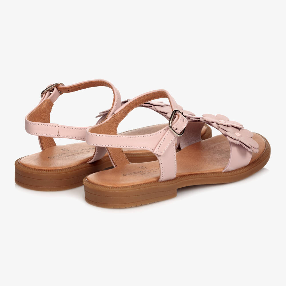 Children's Classics-Girls Pale Pink Leather Sandals | Childrensalon Outlet