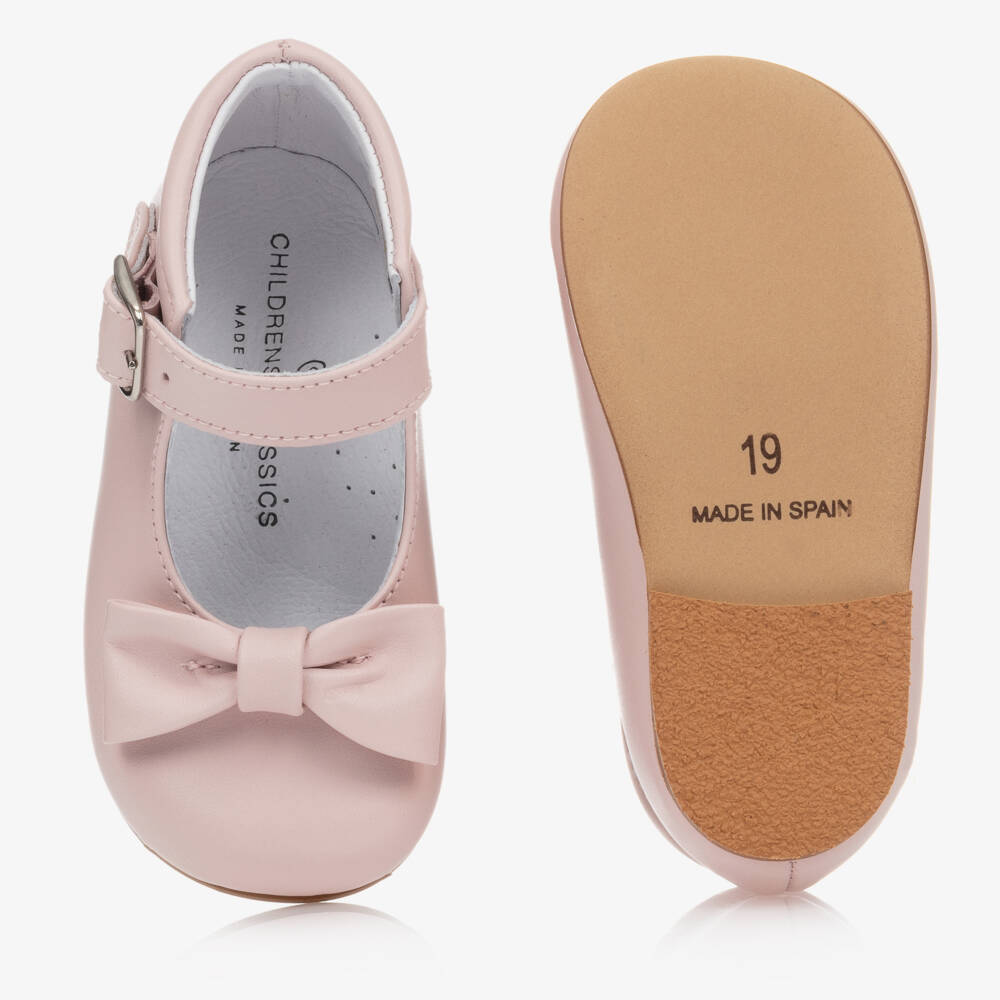 Children's Classics-Girls Pink Leather Bow Shoes | Childrensalon Outlet