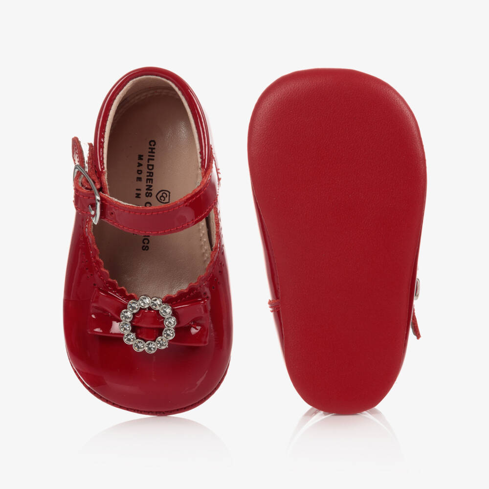 Children's Classics-Girls Red Leather Bow Shoes | Childrensalon Outlet