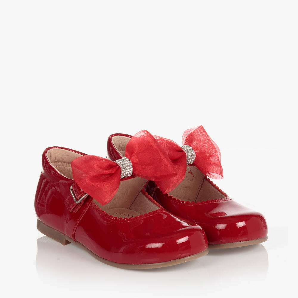 Children's Classics - Красные лакированные туфли с бантиками для девочек | Childrensalon