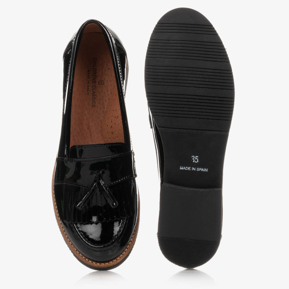 Children's Classics-Girls Shiny Black Leather Loafers | Childrensalon Outlet