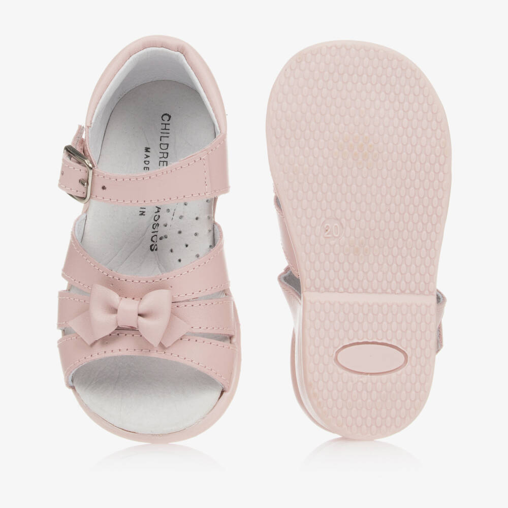 Children's Classics-Girls Soft Pink Leather Sandals | Childrensalon Outlet
