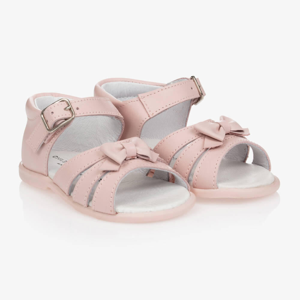 Children's Classics-Girls Soft Pink Leather Sandals | Childrensalon Outlet