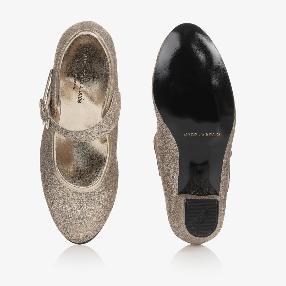 Children's Classics-Girls Sparkling Gold Party Heels | Childrensalon Outlet