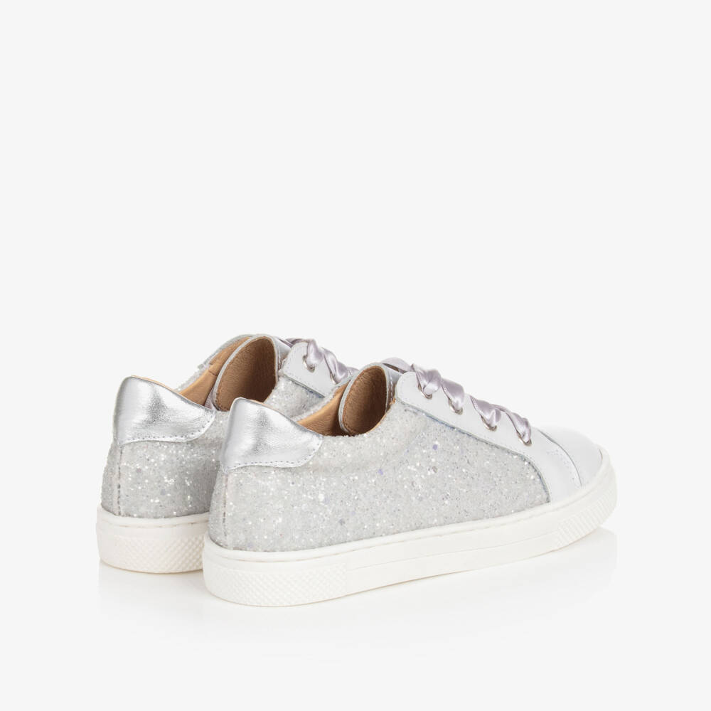 Children's Classics-Girls Sparkling Silver Leather Sneakers | Childrensalon Outlet