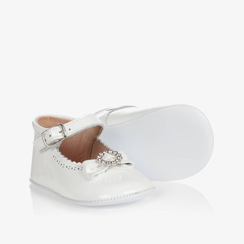 Children's Classics-Girls White Leather Bow Shoes | Childrensalon Outlet
