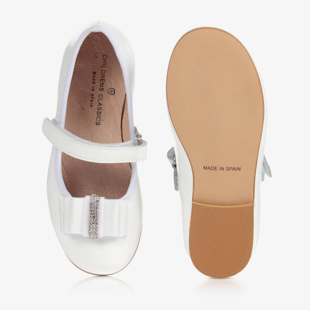 Children's Classics-Girls White Patent Bow Shoes | Childrensalon Outlet