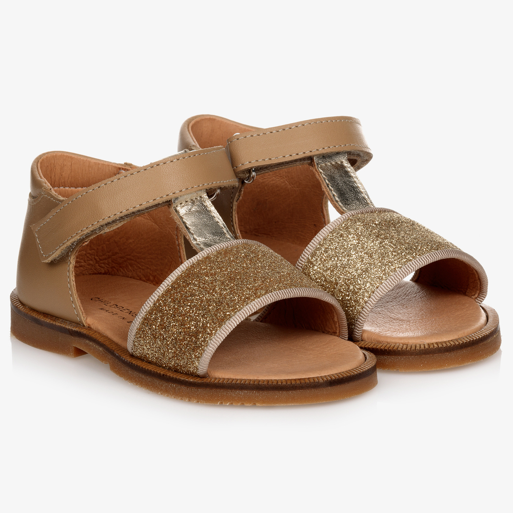 Children's Classics - Gold Glitter Leather Sandals | Childrensalon