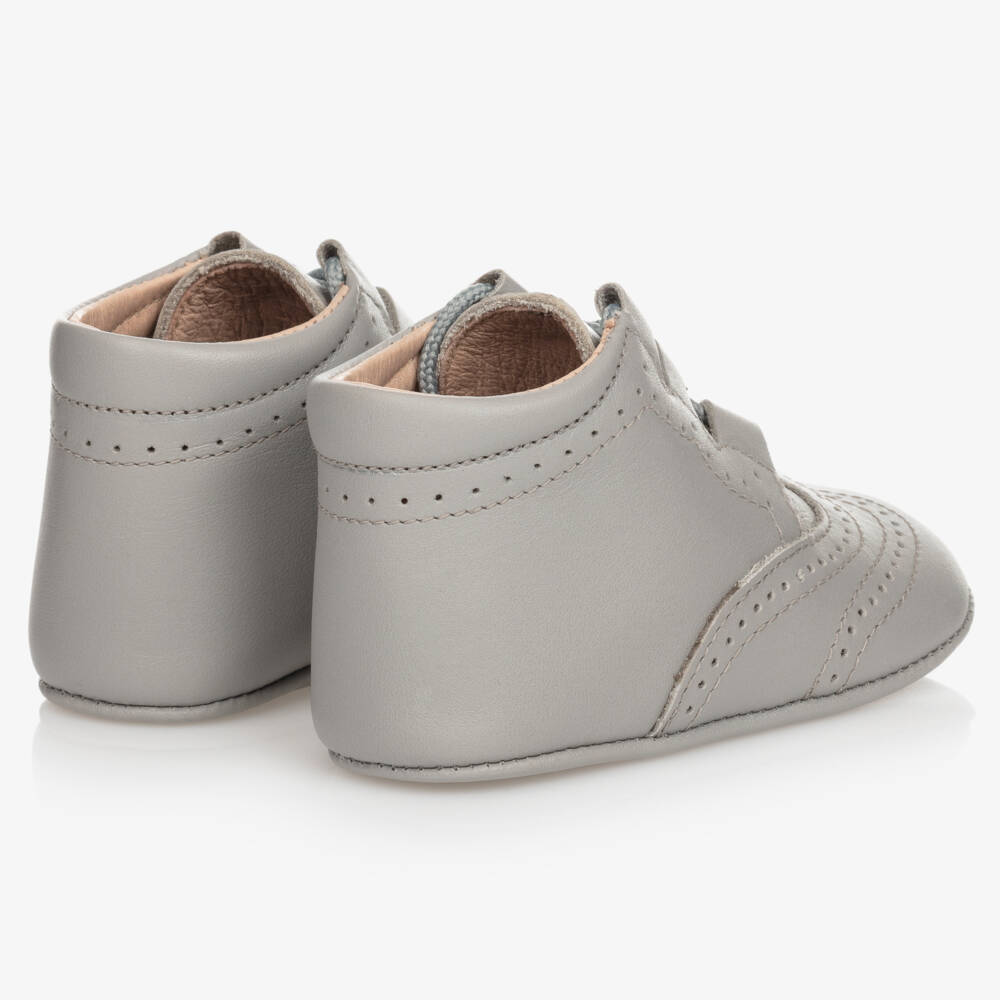 Children's Classics-Grey Leather Pre-Walker Shoes | Childrensalon Outlet