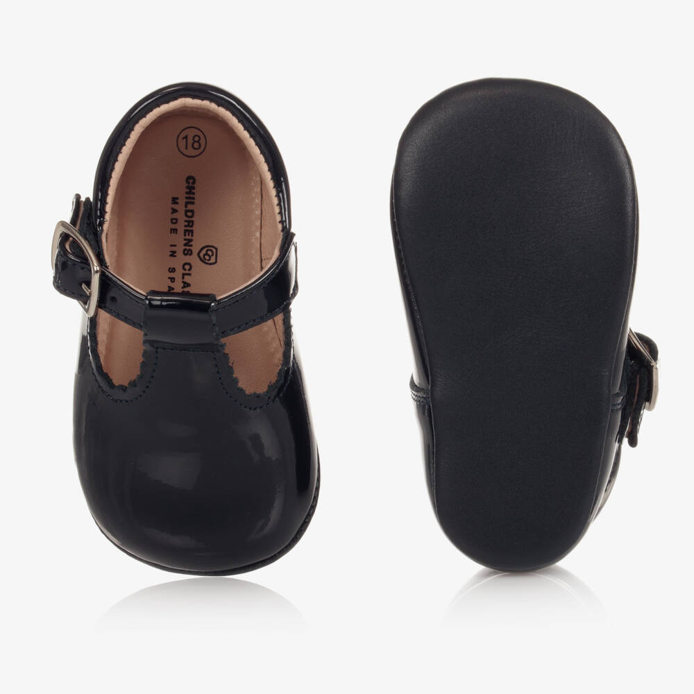 Children's Classics-Navy Leather T-Bar Pre-Walkers | Childrensalon Outlet