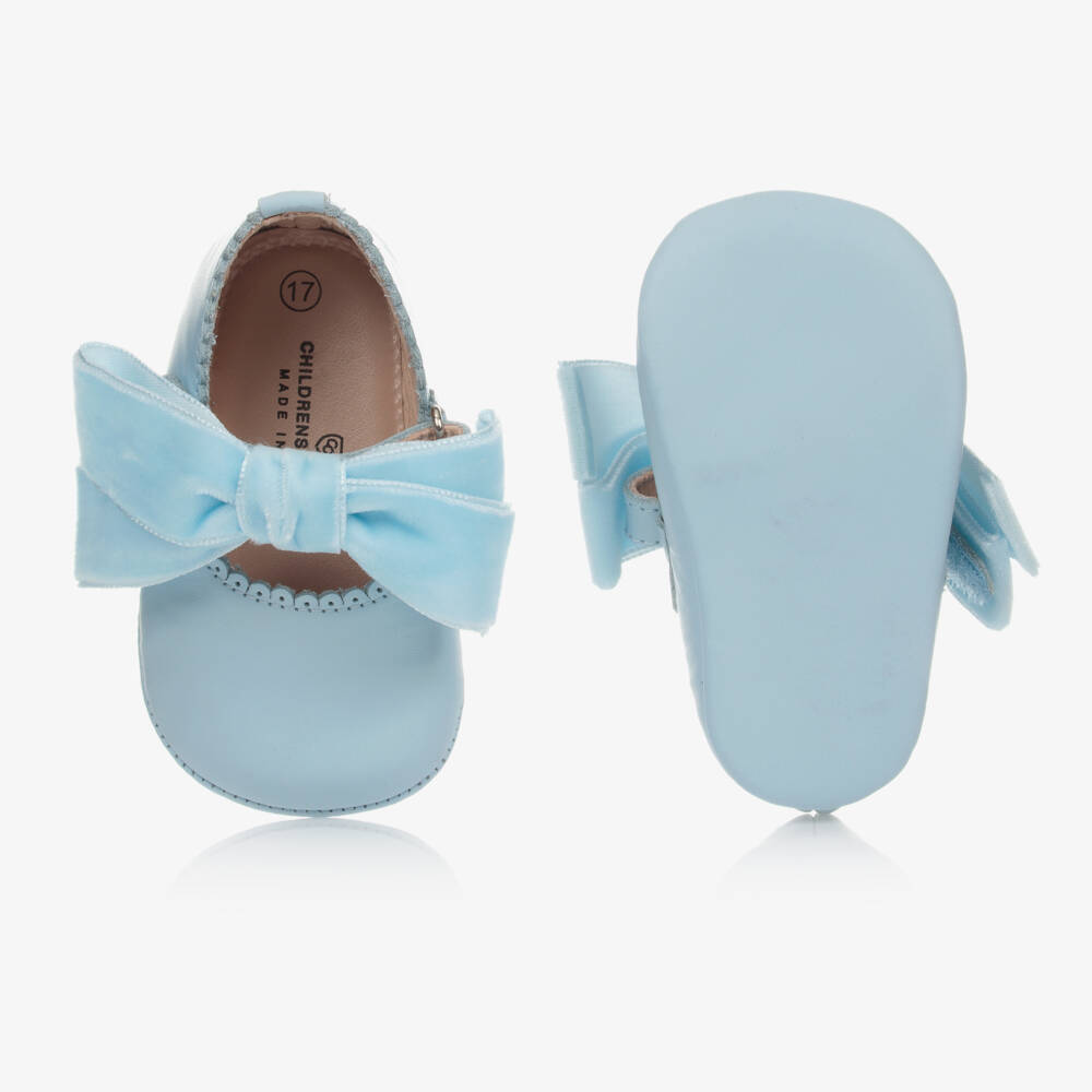 Children's Classics-Pale Blue Bow Pre-Walker Shoes | Childrensalon Outlet
