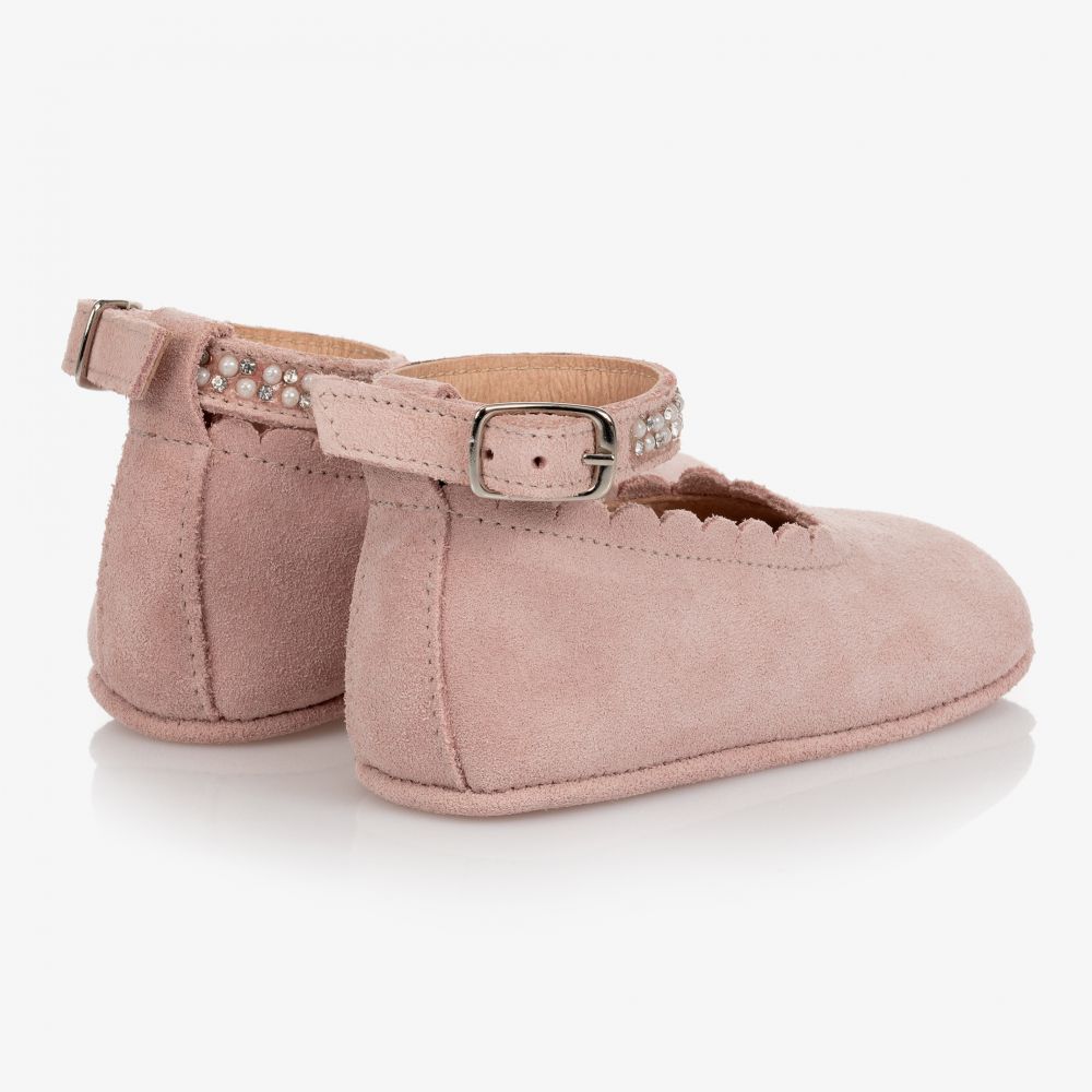 تشيلدرن كلاسيكس-حذاء شامواه لون زهري لمرحلة قبل المشي للمولودات | Childrensalon Outlet