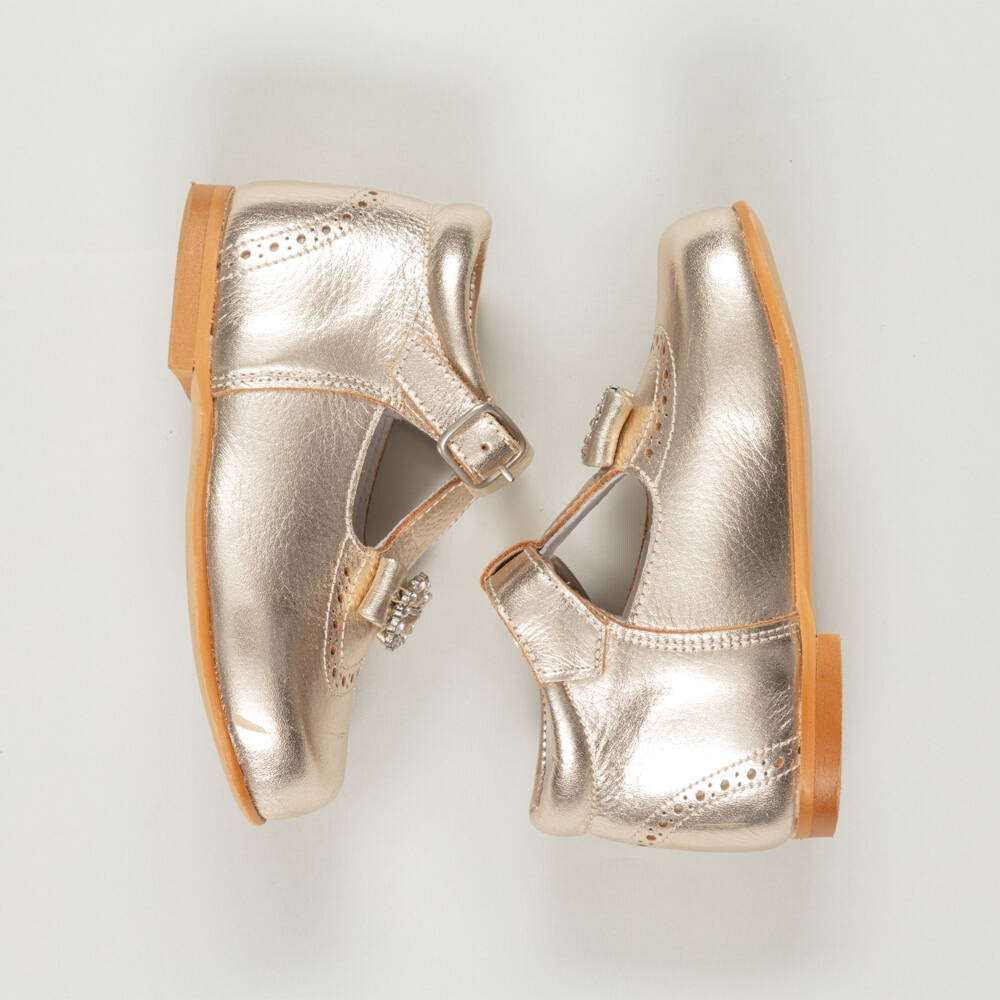 Children's Classics-Preloved Girls Gold Leather Shoes (EU22 / UK5) | Childrensalon Outlet