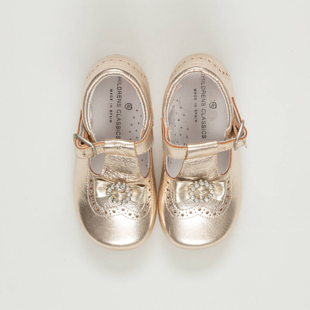 Children's Classics-Preloved Girls Gold Leather Shoes (EU22 / UK5) | Childrensalon Outlet