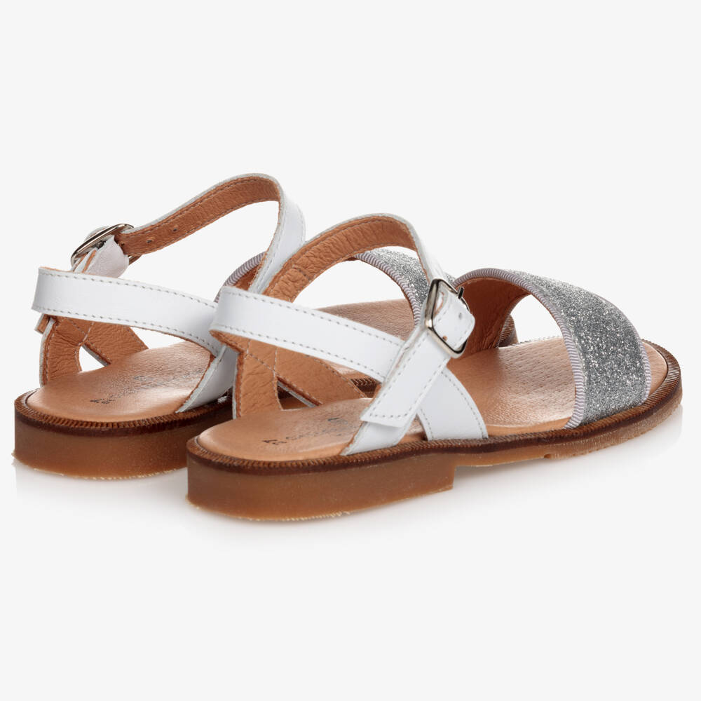 Children's Classics-Silver Glitter Leather Sandals | Childrensalon Outlet