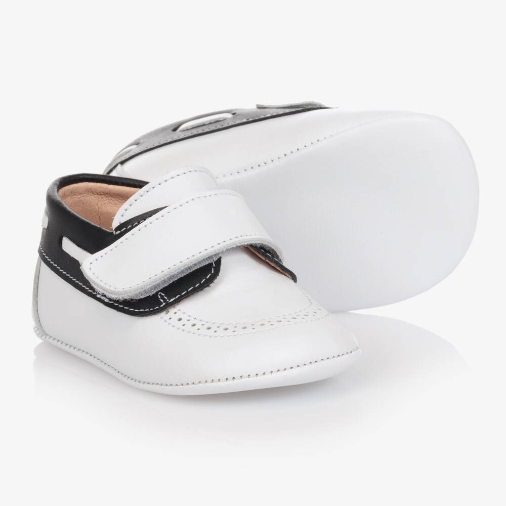Children's Classics-White Leather Baby Deck Shoes | Childrensalon Outlet
