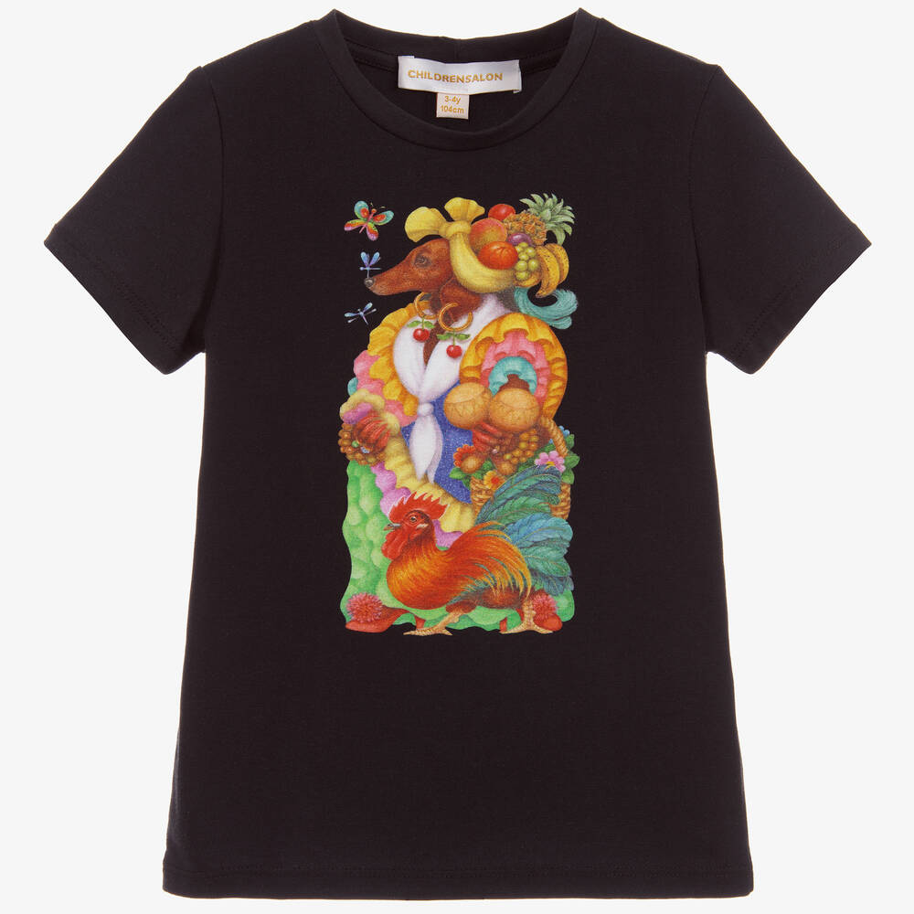 Magical Prints by CHILDRENSALON - Black Cotton Jersey T-Shirt | Childrensalon