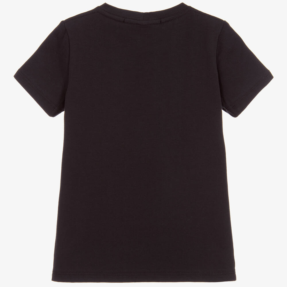 Волшебные принты от CHILDRENSALON-Black Cotton Jersey T-Shirt | Childrensalon Outlet