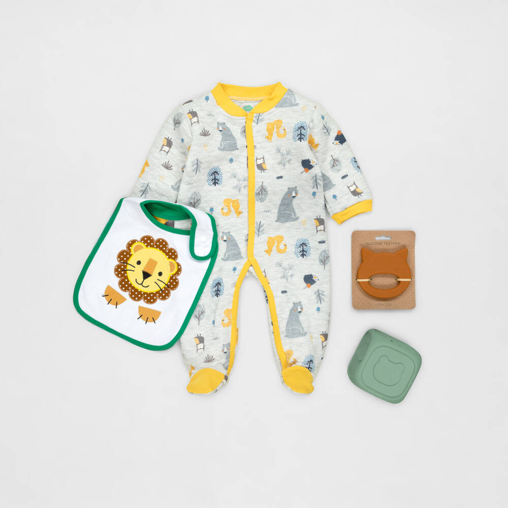 Childrensalon Bundles-Baby Boys Yellow & Green Animnal Theme Babygrow Set | Childrensalon Outlet