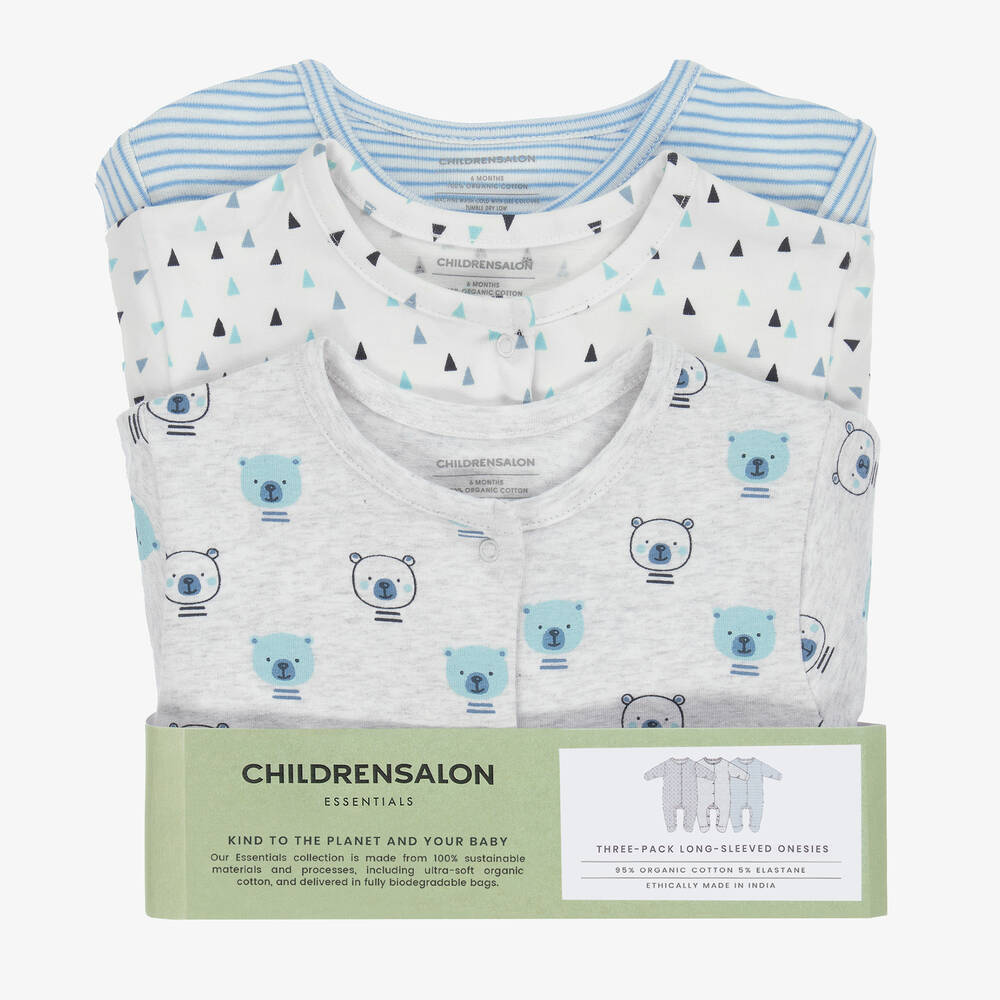 Childrensalon Essentials-Голубые комбинезоны для малышей (3 шт.) | Childrensalon Outlet