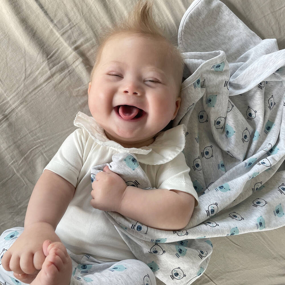 Childrensalon Essentials-بطانية قطن عضوي لون أزرق (عدد 2) | Childrensalon Outlet