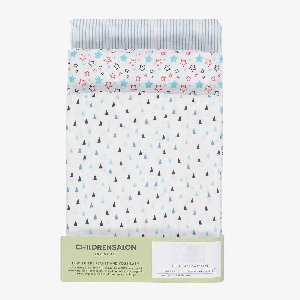 Childrensalon Essentials-Голубые хлопковые пеленки (3шт.) | Childrensalon Outlet