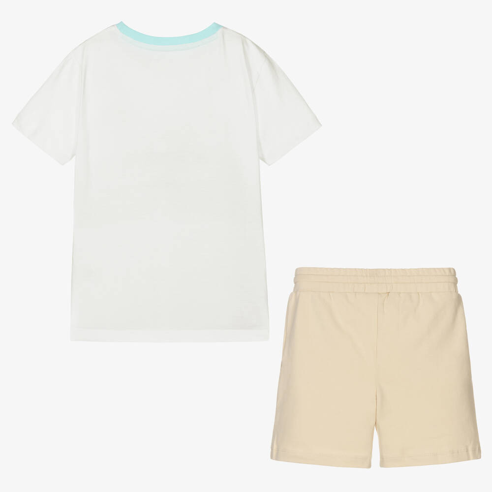 Childrensalon Essentials-Boys Beige Organic Cotton Shorts Set | Childrensalon Outlet