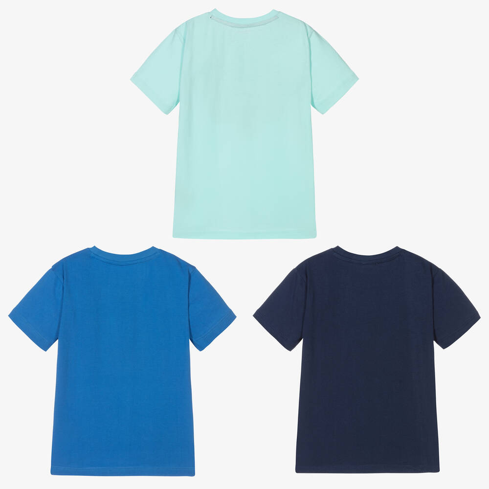 Childrensalon Essentials-تيشيرت قطن عضوي لون أزرق للأولاد (عدد 3) | Childrensalon Outlet