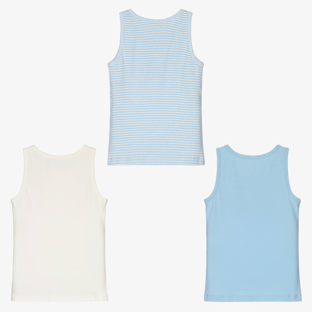 تشلدرن صالون إيسينشيلز-فيست قطن لون أزرق وأوف وايت للأولاد (عدد 3) | Childrensalon Outlet