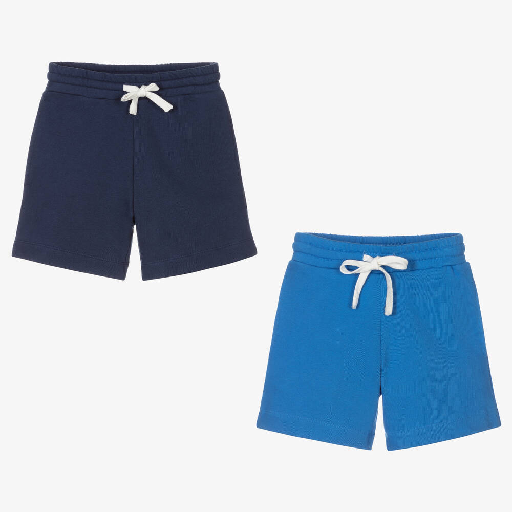Childrensalon Essentials-Boys Blue Organic Shorts (2 Pack) | Childrensalon Outlet