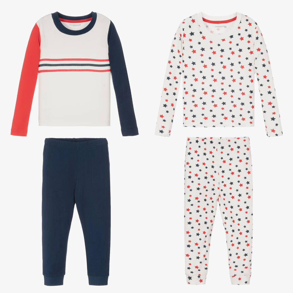 Childrensalon Essentials-Кремово-синие пижамы из органического хлопка (2шт.) | Childrensalon Outlet