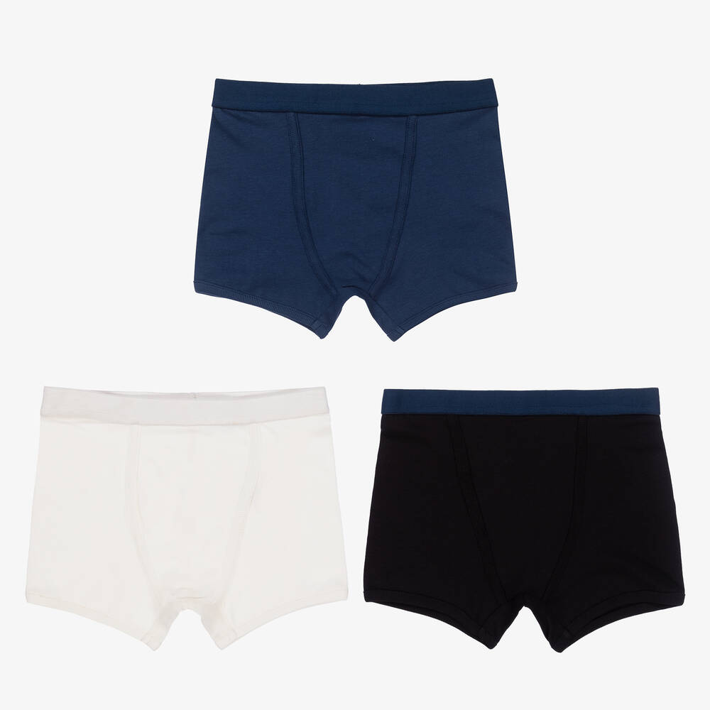 Childrensalon Essentials-Boys Navy Blue Organic Boxer Briefs (3 Pack) | Childrensalon Outlet