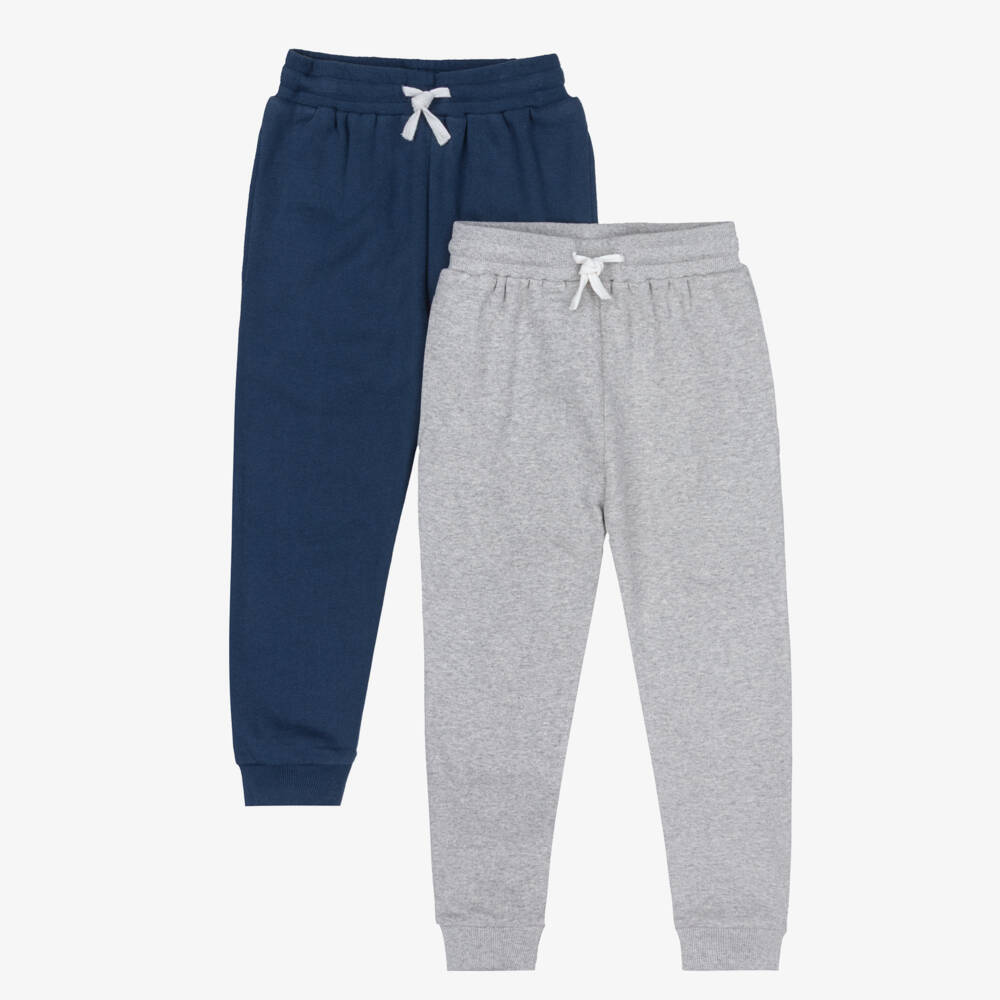 Childrensalon Essentials-Boys Organic Blue and Grey Joggers | Childrensalon Outlet